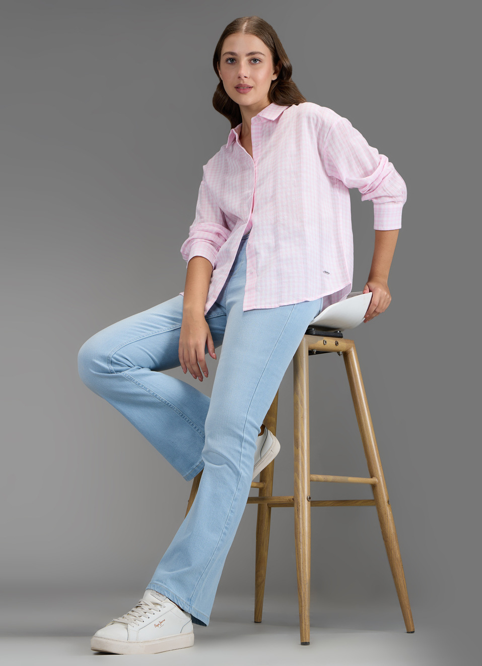 Women Pink Checked Oversized Shirt, , large image number 2