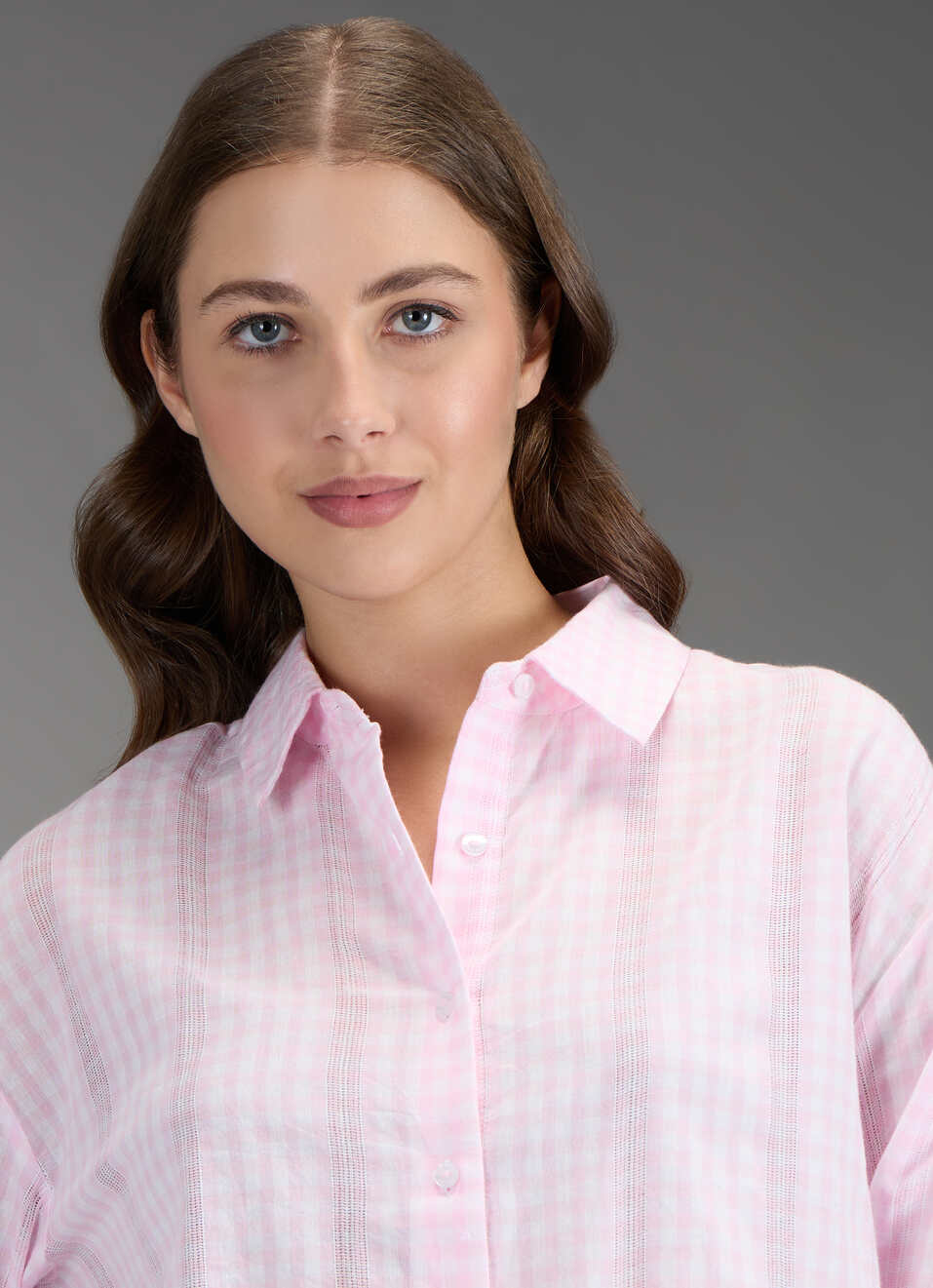 Women Pink Checked Oversized Shirt, , large image number 4