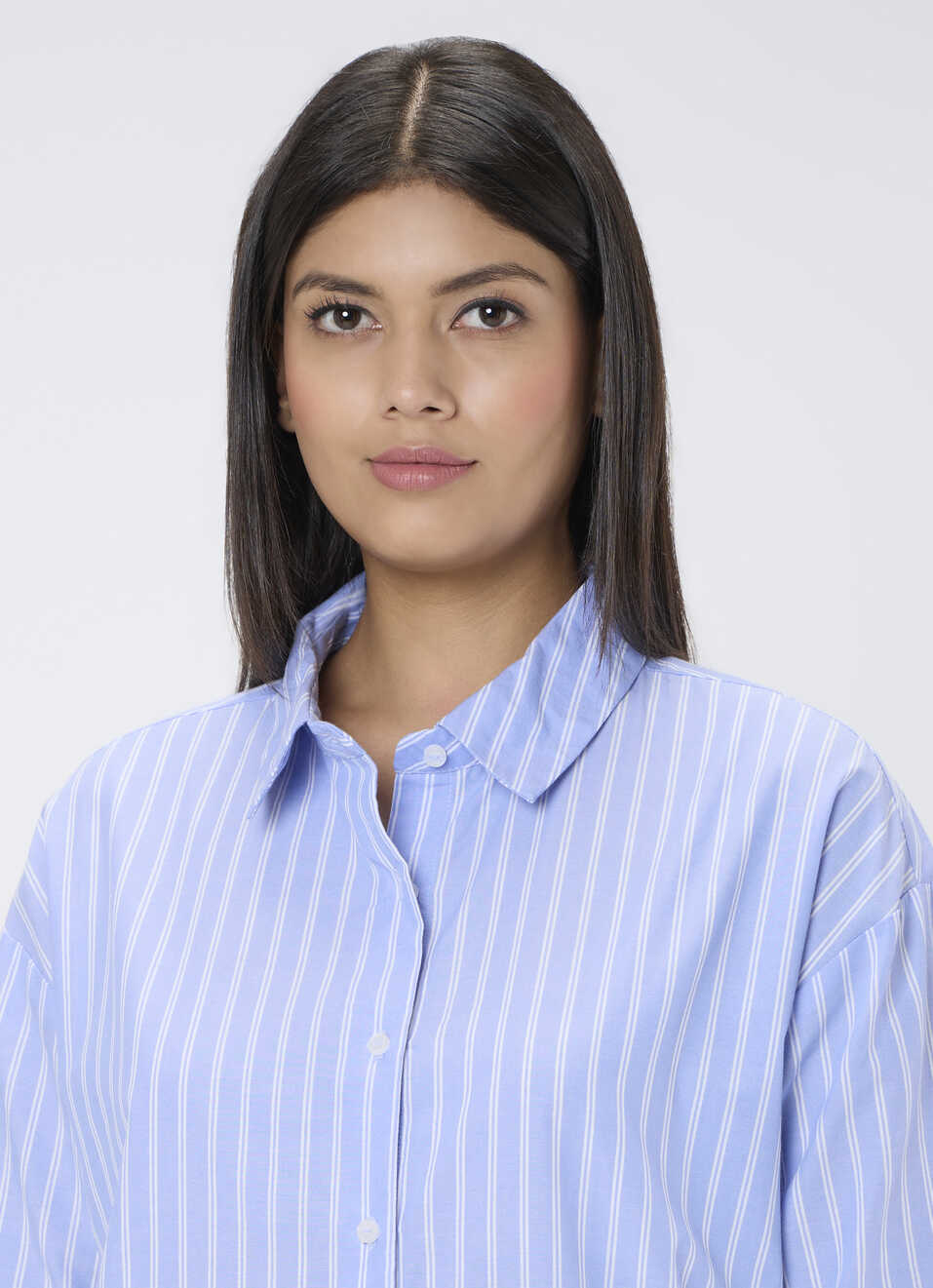 Women Blue Striped Oversized Shirt, , large image number 4