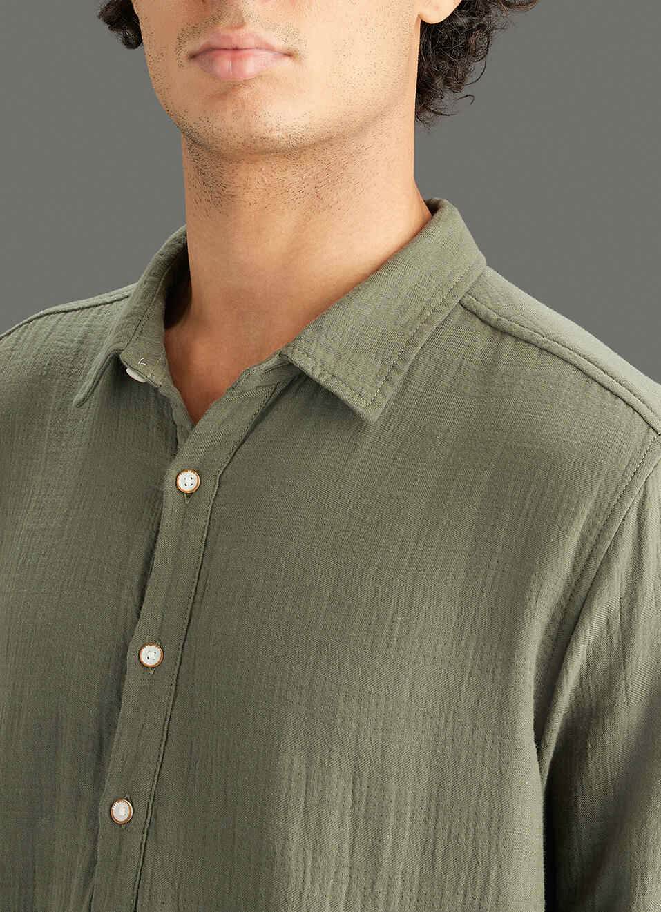Men Olive Solid Regular Fit Kurta Placket Shirt, , large image number 1