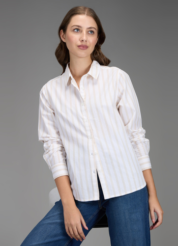 Women Beige Striped Regular Fit Shirt
