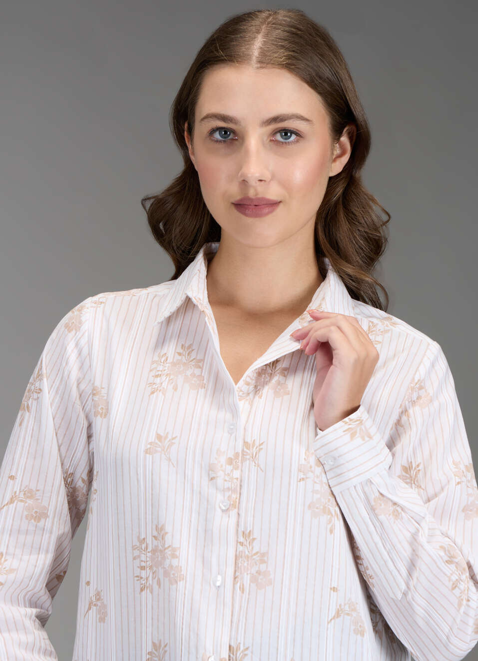 Women Beige Floral Print Regular Fit Shirt, , large image number 4
