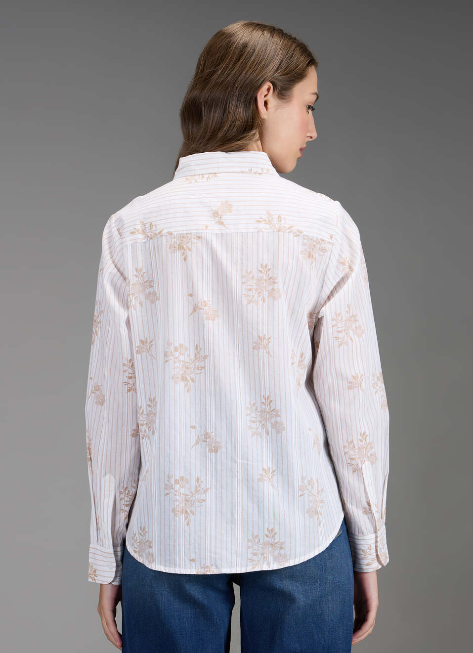 Women Beige Floral Print Regular Fit Shirt, , large image number 6