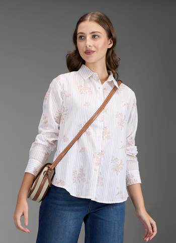 Women Beige Floral Print Regular Fit Shirt
