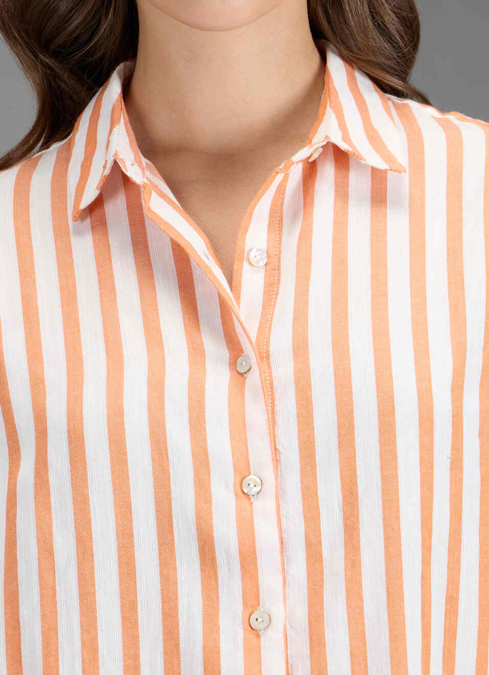 Women Orange Striped Regular Fit Shirt, , large image number 1