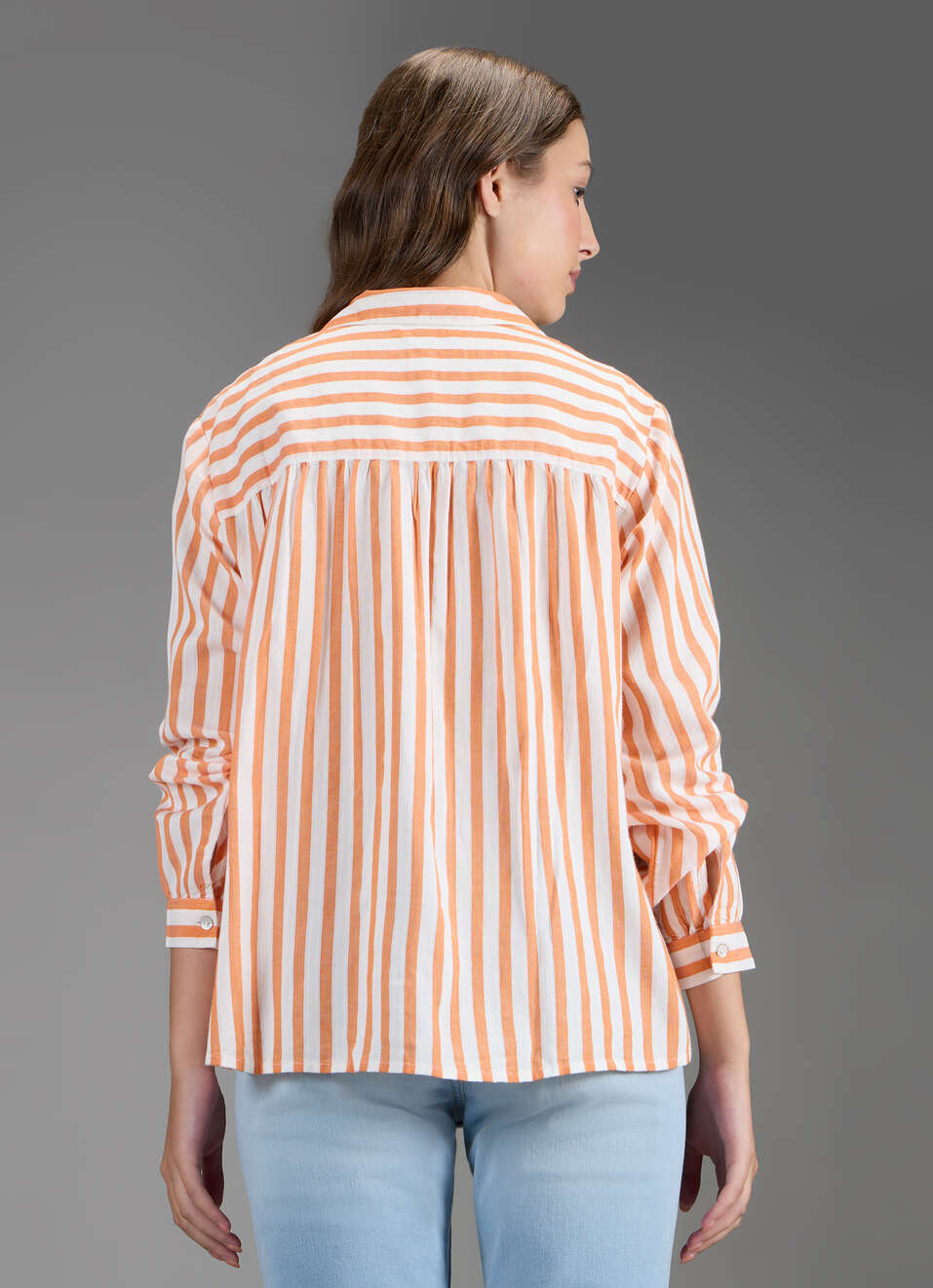 Women Orange Striped Regular Fit Shirt, , large image number 6