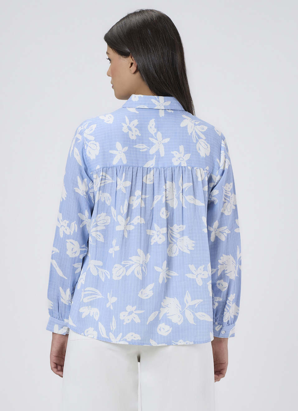 Women Blue Printed Fashion Fit Shirt image number 2