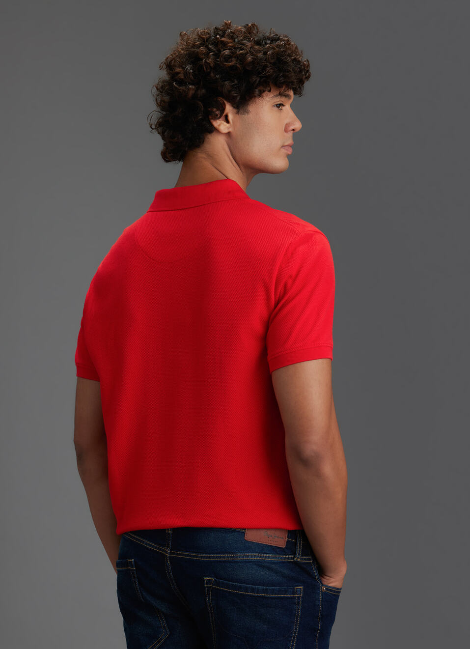 Men Red Solid Short Sleeve Polo, , large image number 6