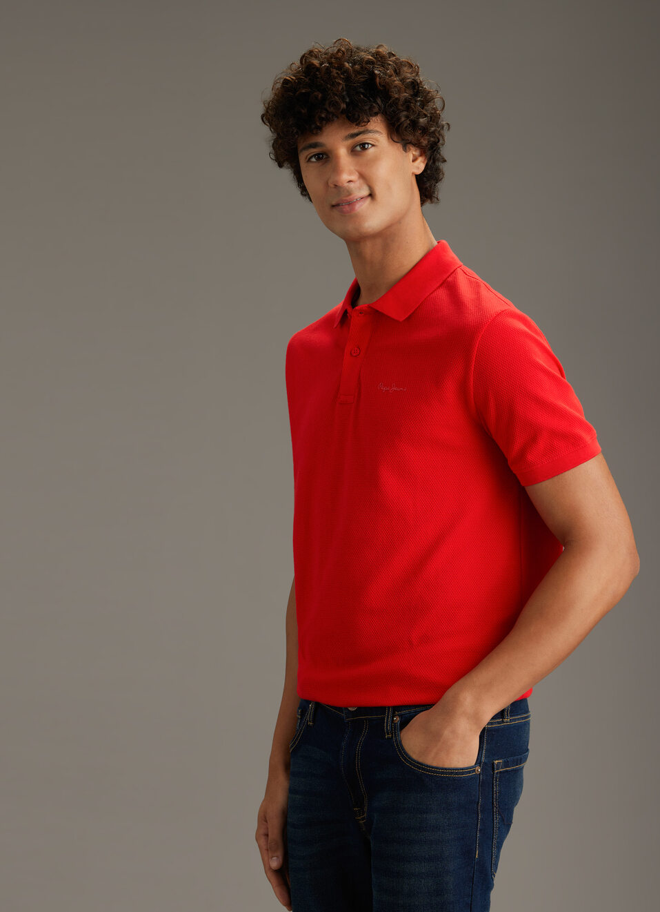 Men Red Solid Short Sleeve Polo, , large image number 7