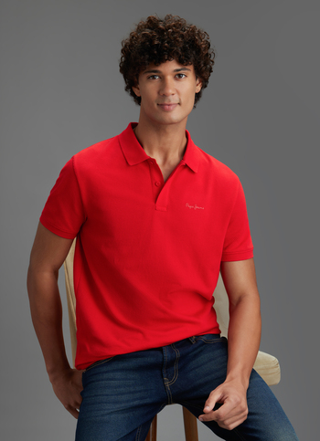 Men Red Solid Short Sleeve Polo