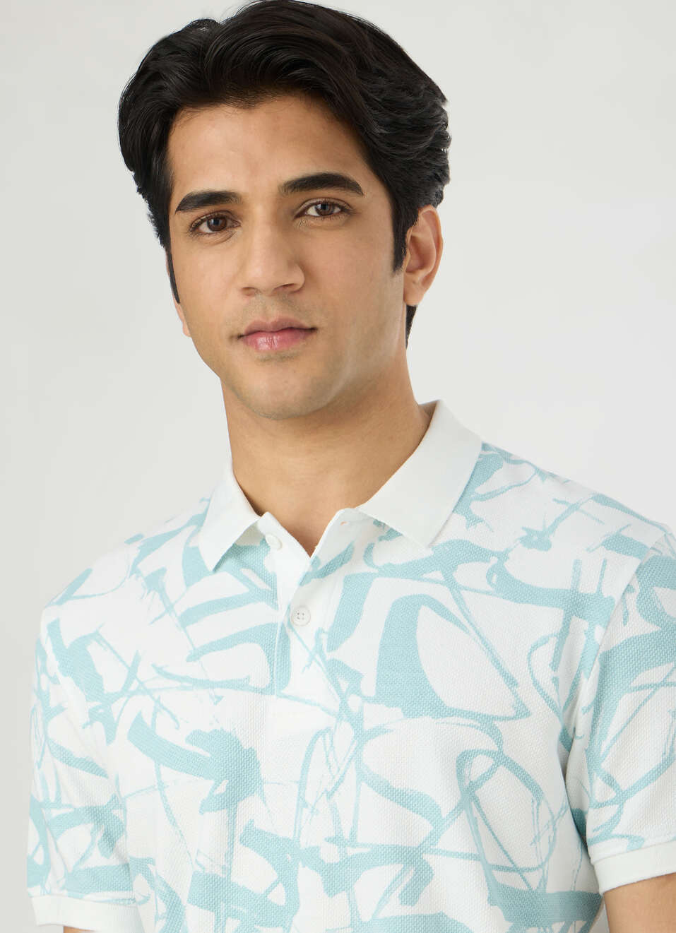 Men White Printed Polo Collar T-shirt, , large image number 4