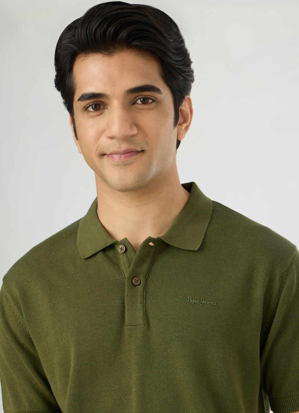 Men Olive Green Regular Fit Short Sleeve Knitted Polo, , large image number 4