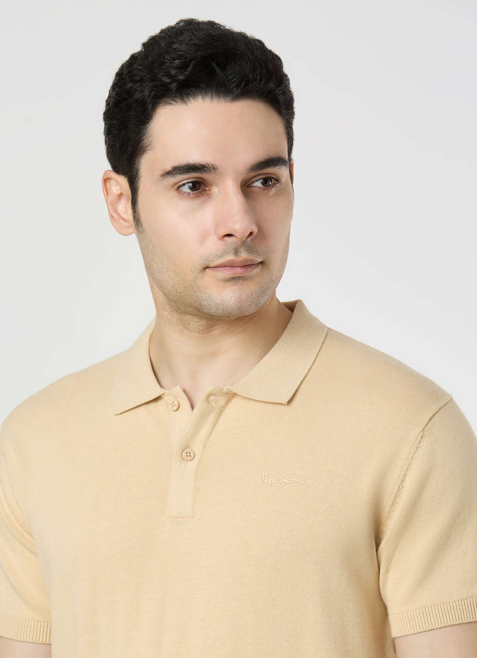 Men Ivory White Regular Fit Short Sleeve Knitted Polo, , large image number 4