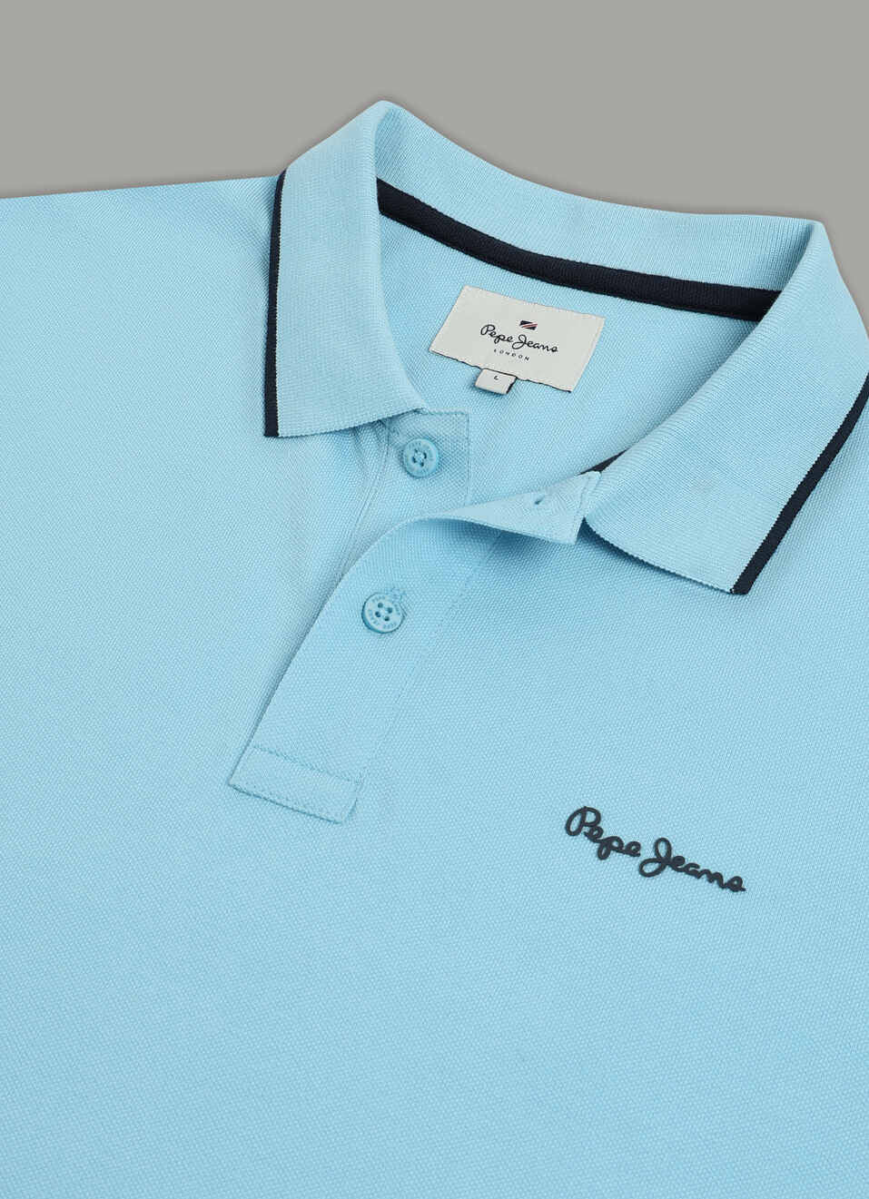 Men Sky Blue Polo Collar T-shirt, , large image number 7