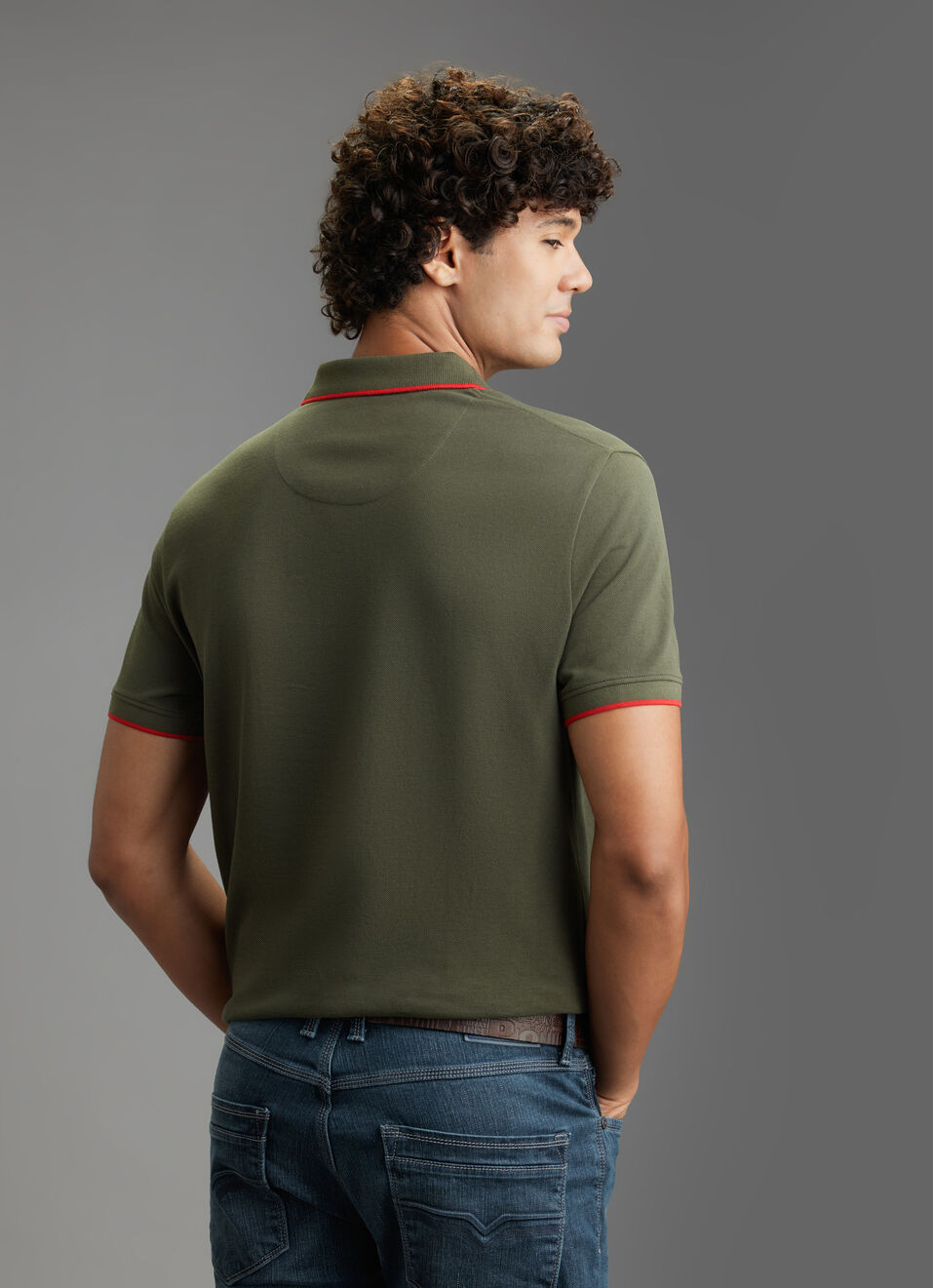 Men Green Polo Collar T-shirt, , large image number 6