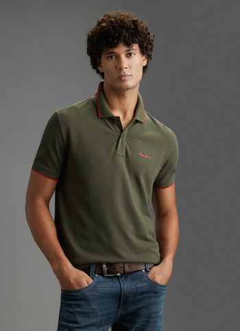 Men Green Polo Collar T-shirt