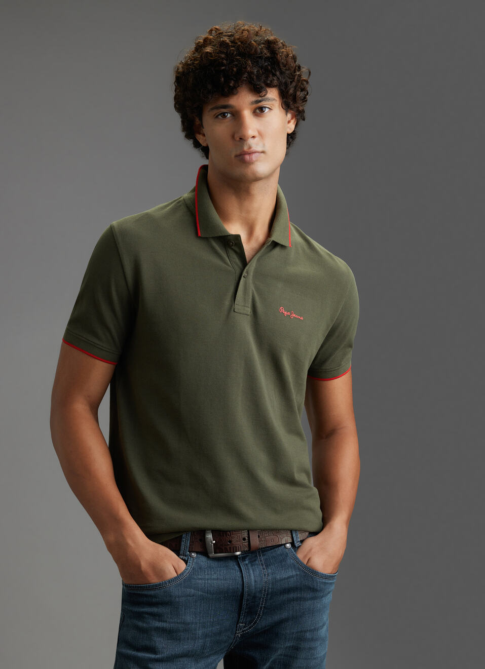 Men Green Polo Collar T-shirt, , large image number 0