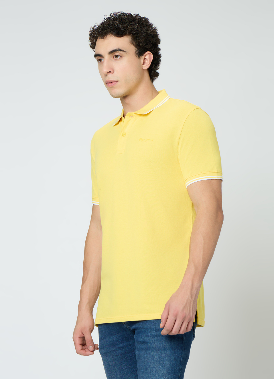 Men Yellow Solid Polo Collar T-shirt, , large image number 3