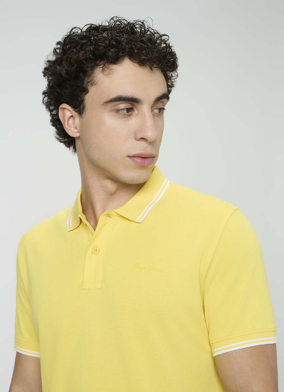 Men Yellow Solid Polo Collar T-shirt, , large image number 4