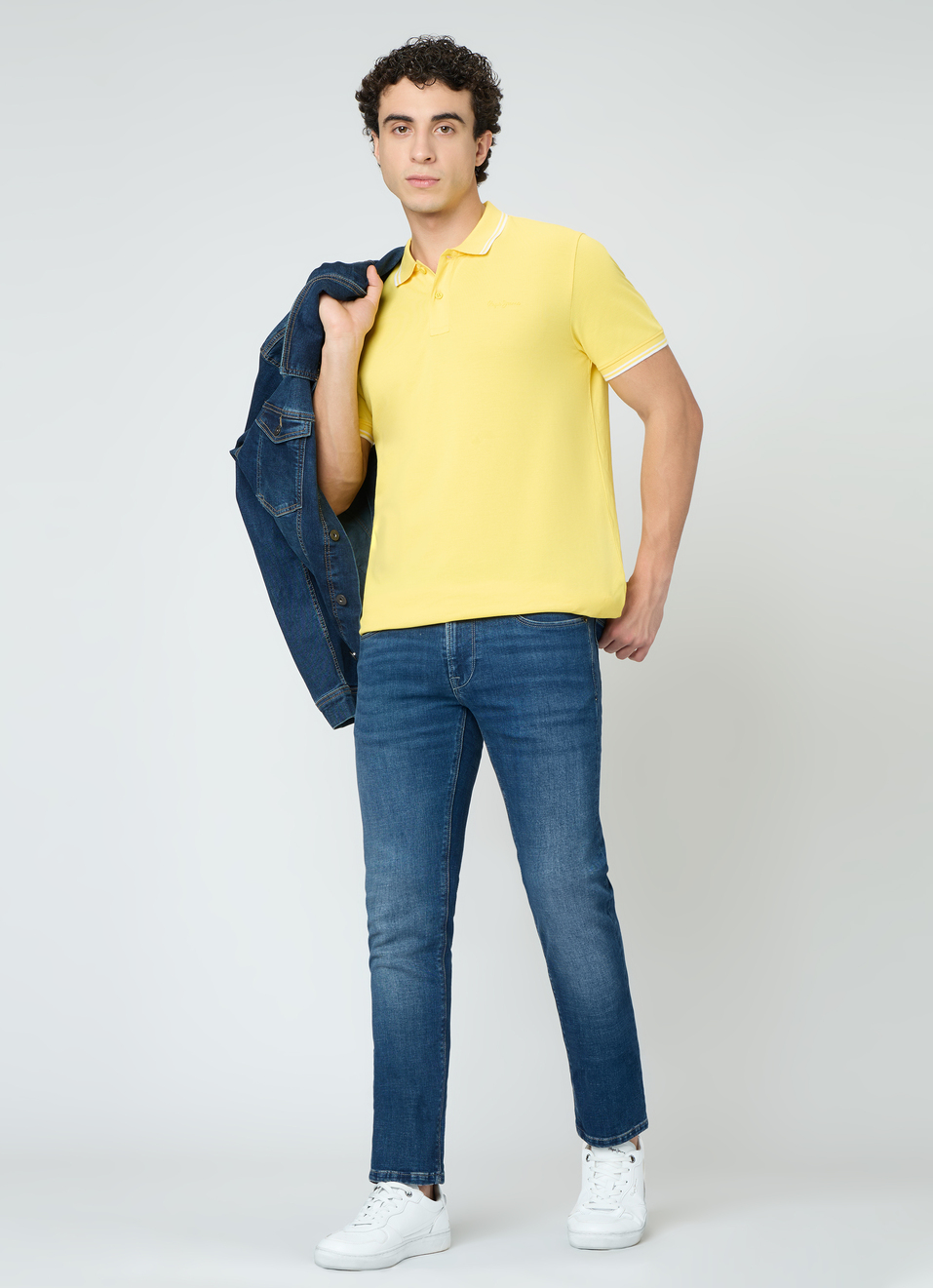 Men Yellow Solid Polo Collar T-shirt, , large image number 5