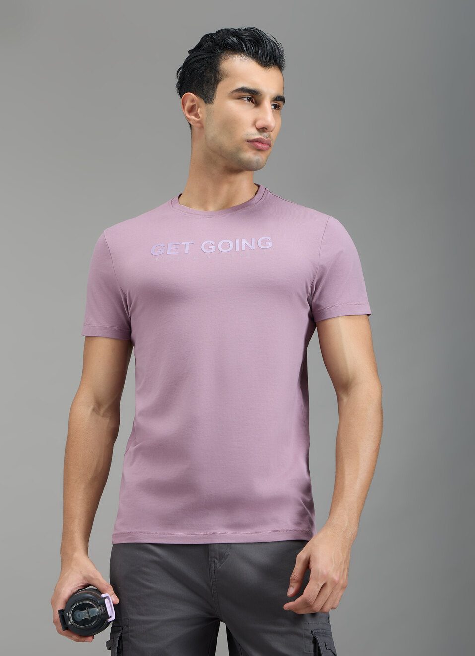 Men Lavender Purple Slim Fit T-shirt, , large image number 1