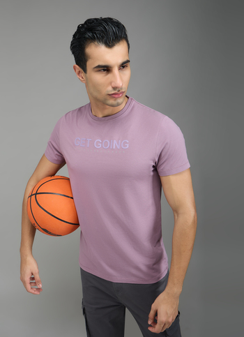 Men Lavender Purple Slim Fit T-shirt