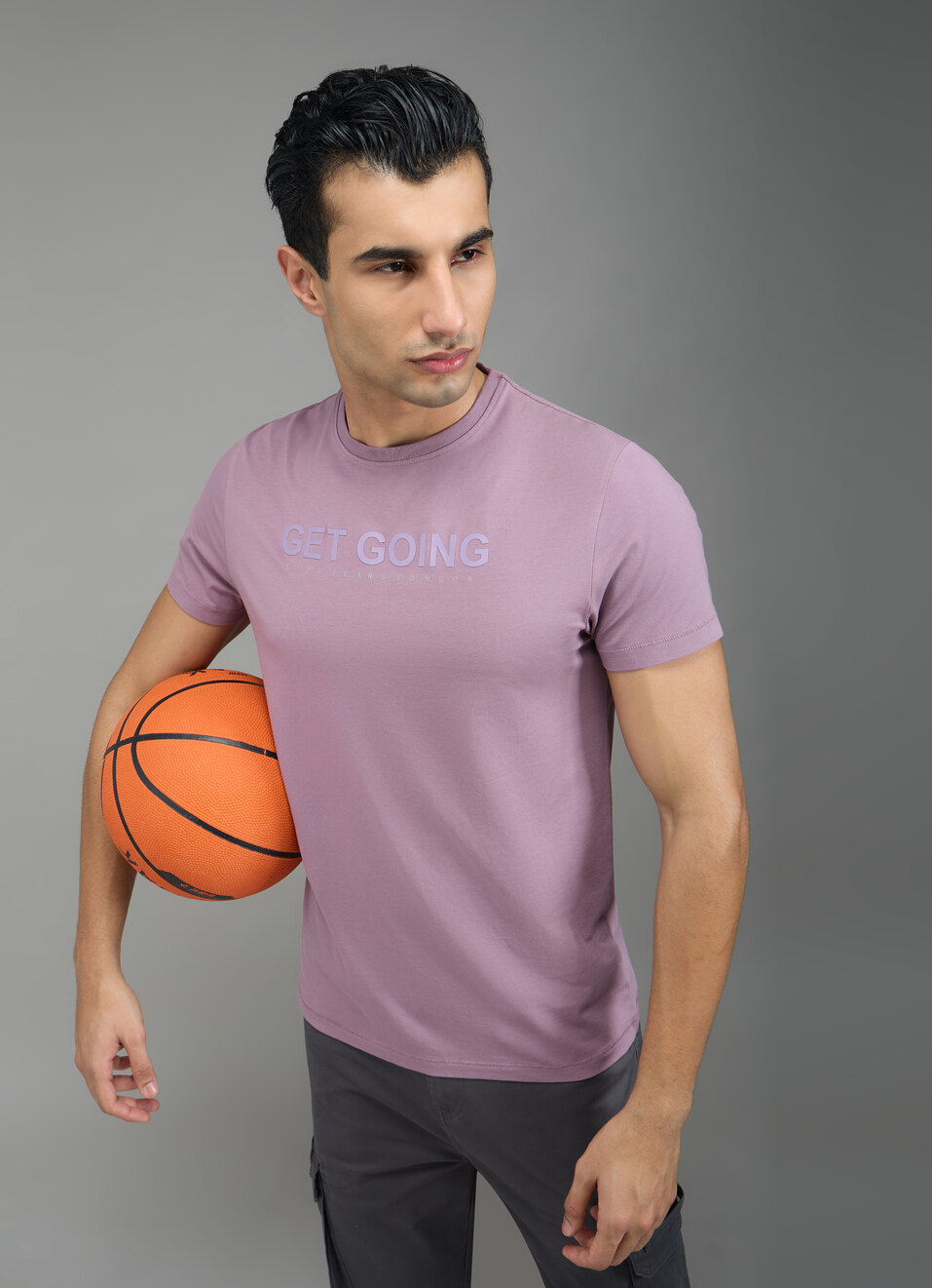 Men Lavender Purple Slim Fit T-shirt, , large image number 0