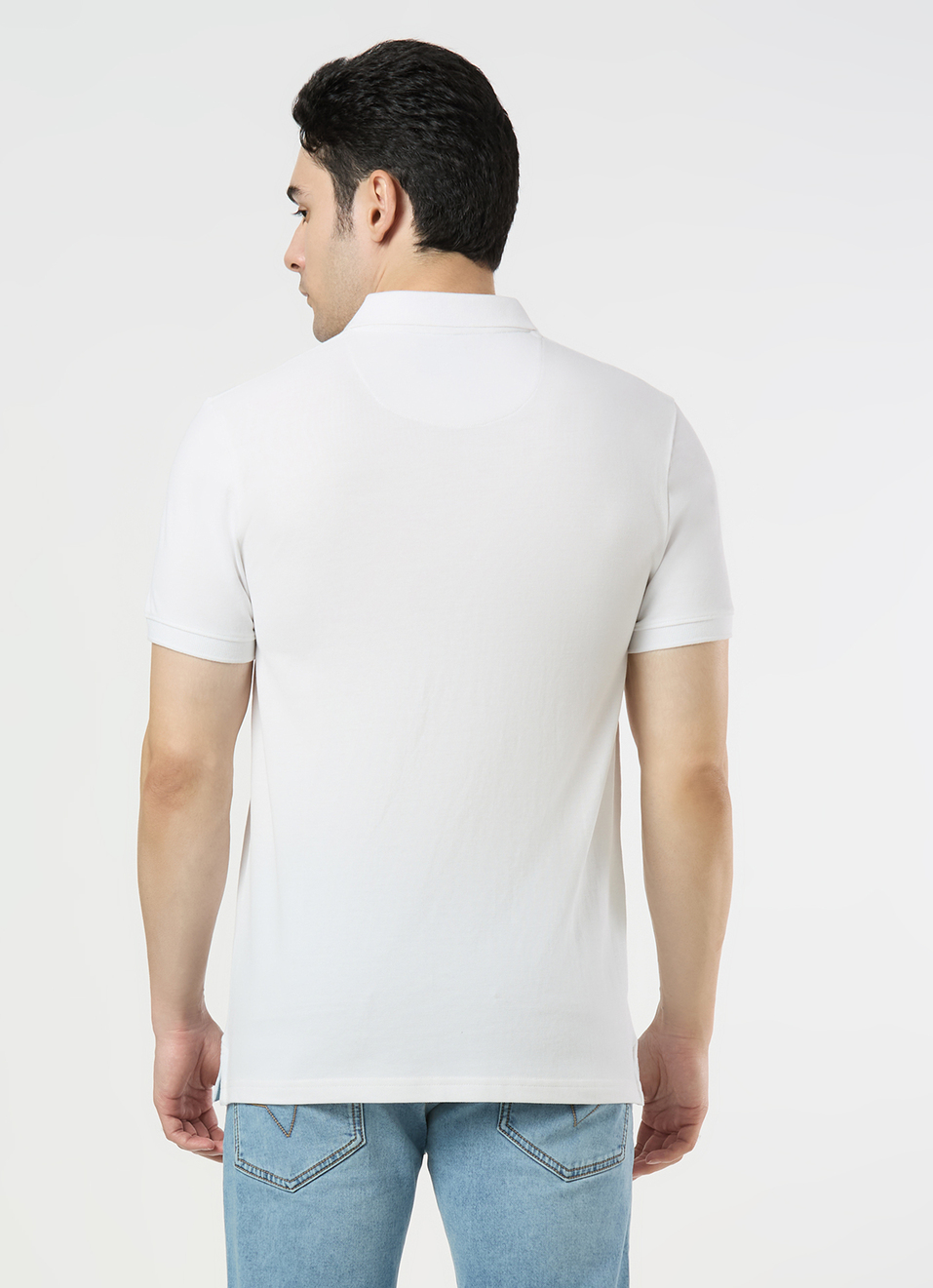 Men White Polo Collar T-shirt, , large image number 2