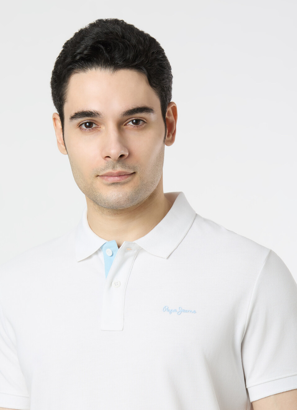 Men White Polo Collar T-shirt, , large image number 4