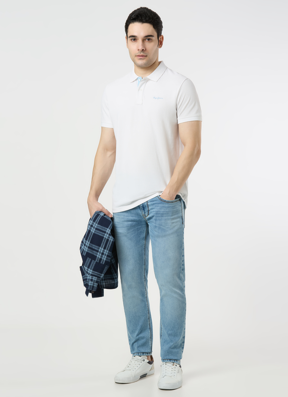 Men White Polo Collar T-shirt, , large image number 5