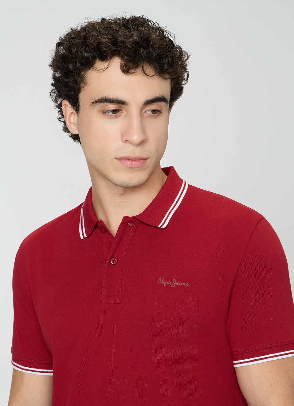 Men Red Solid Polo Collar T-shirt, , large image number 4