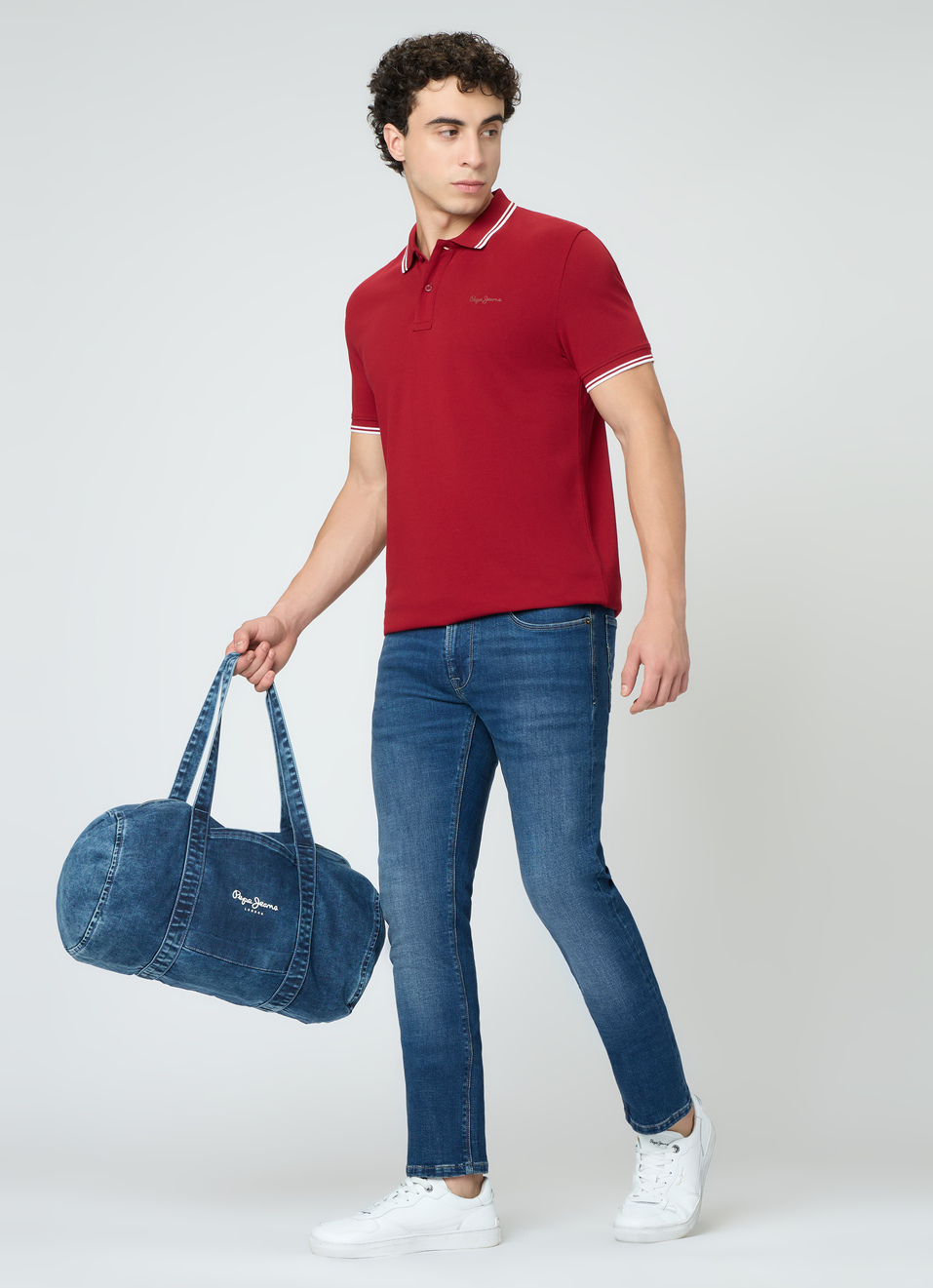 Men Red Solid Polo Collar T-shirt, , large image number 5