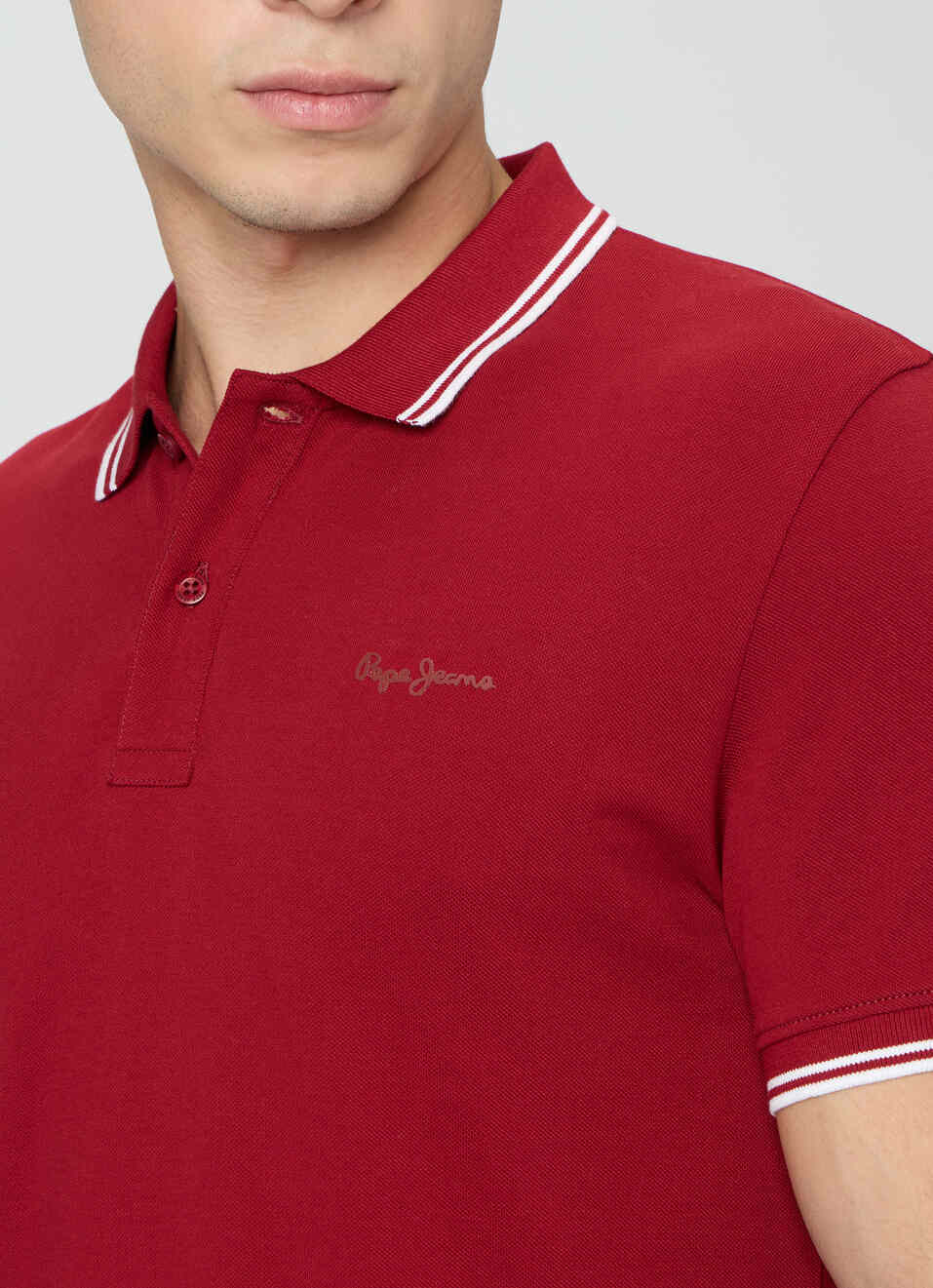 Men Red Solid Polo Collar T-shirt, , large image number 6