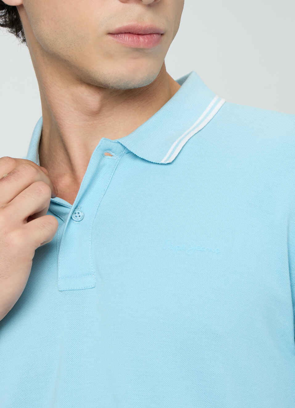 Men Blue Solid Polo Collar T-shirt, , large image number 6