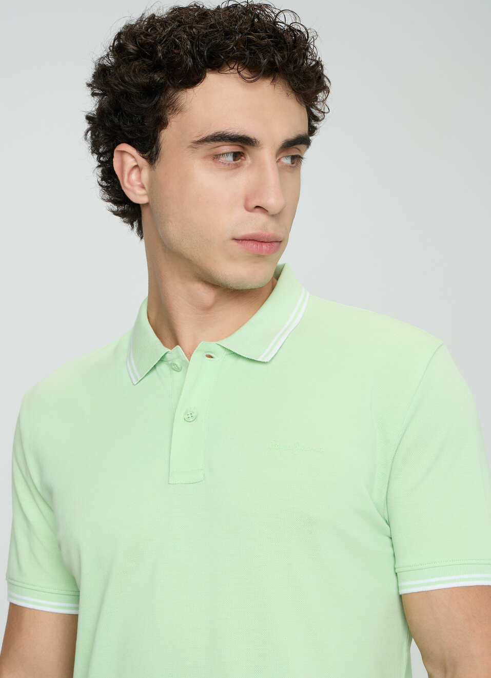 Men Green Solid Polo Collar T-shirt, , large image number 4