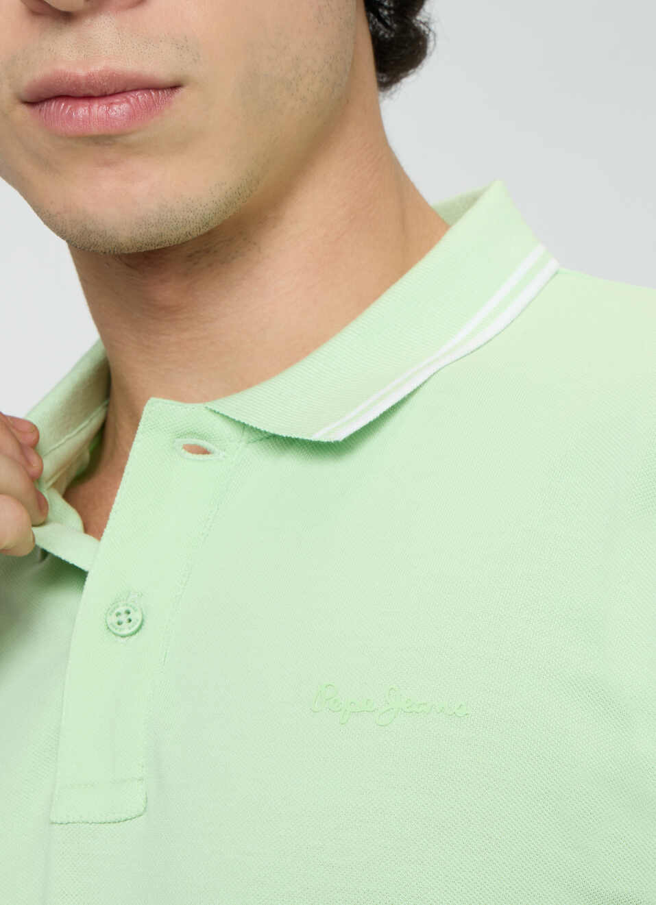 Men Green Solid Polo Collar T-shirt, , large image number 6