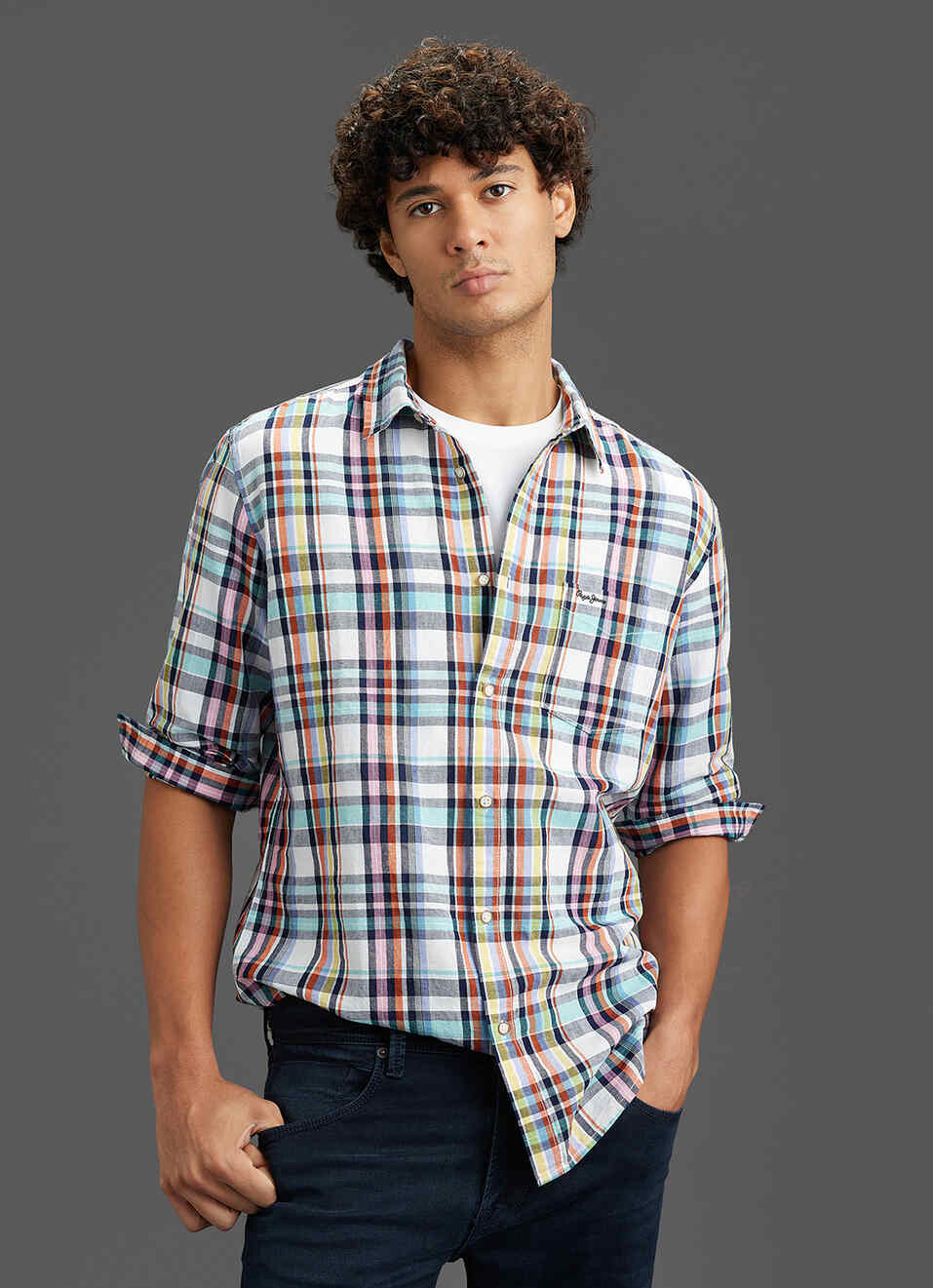 Men Blue Checked Regular Fit Full Sleeve Casual Shirt, , large image number 5