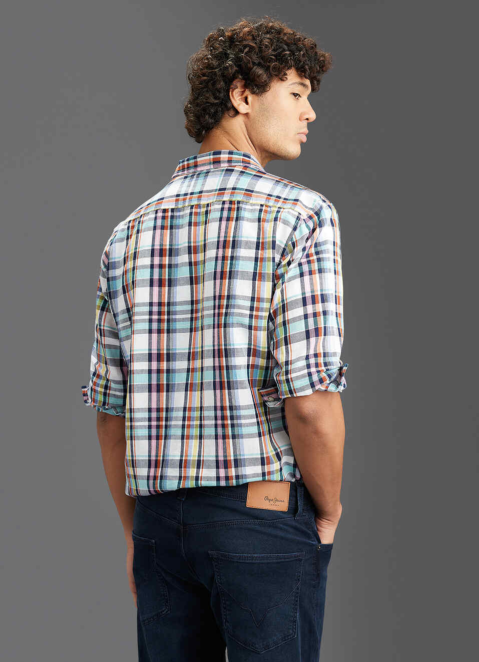 Men Blue Checked Regular Fit Full Sleeve Casual Shirt, , large image number 6