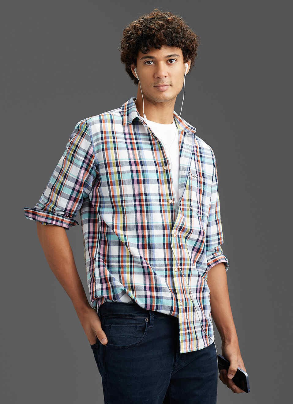 Men Blue Checked Regular Fit Full Sleeve Casual Shirt, , large image number 0