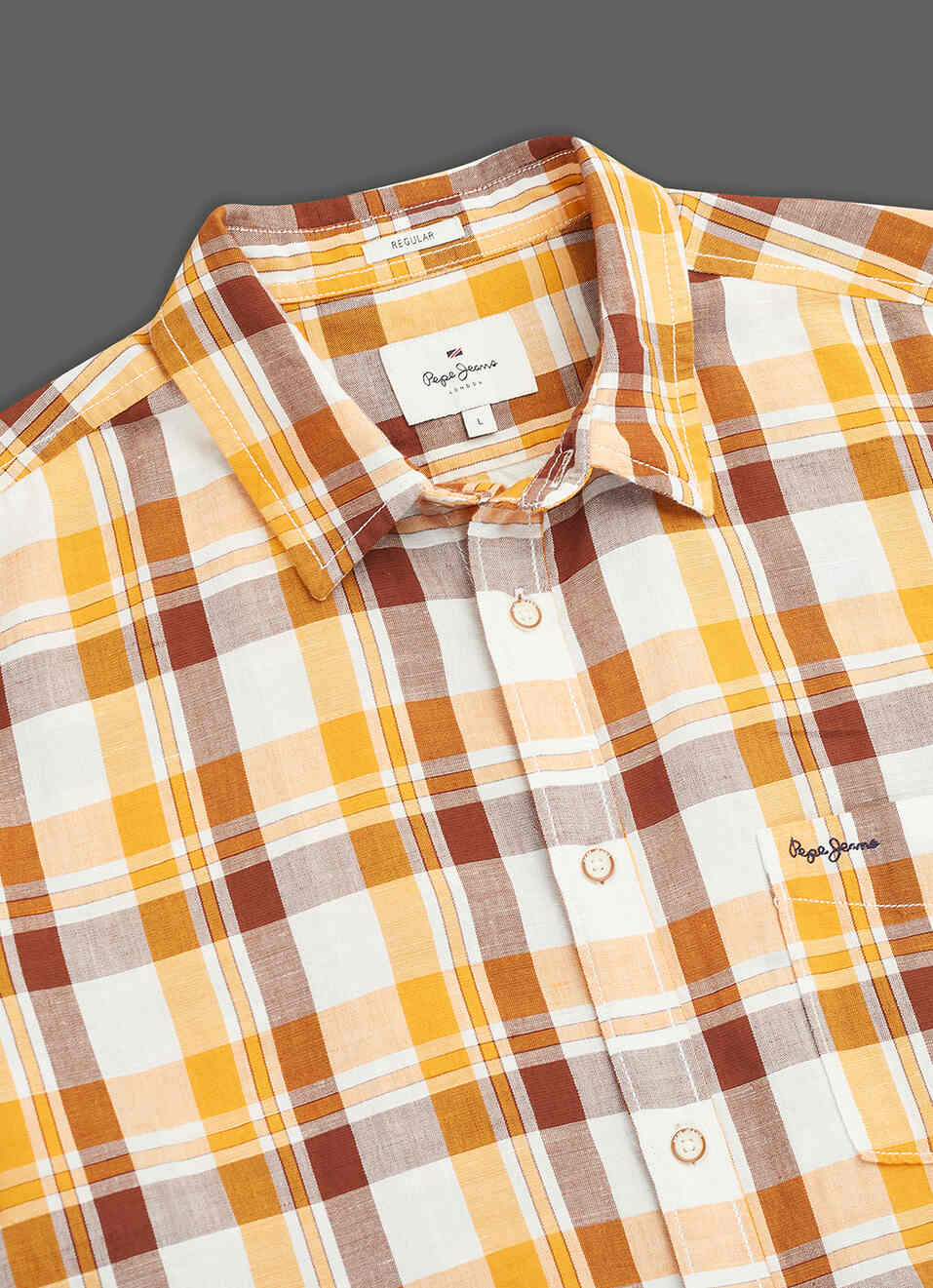 Men Yellow Checked Regular Fit Cotton Linen Shirt, , large image number 3