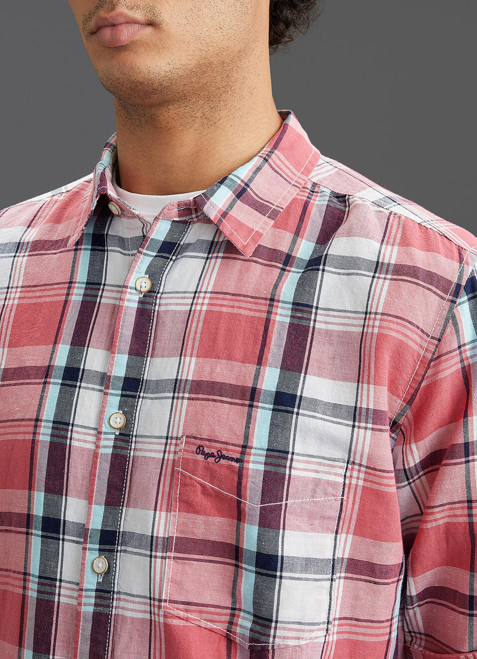 Men Peach Orange Checked Regular Fit Full Sleeve Casual Shirt, , large image number 1