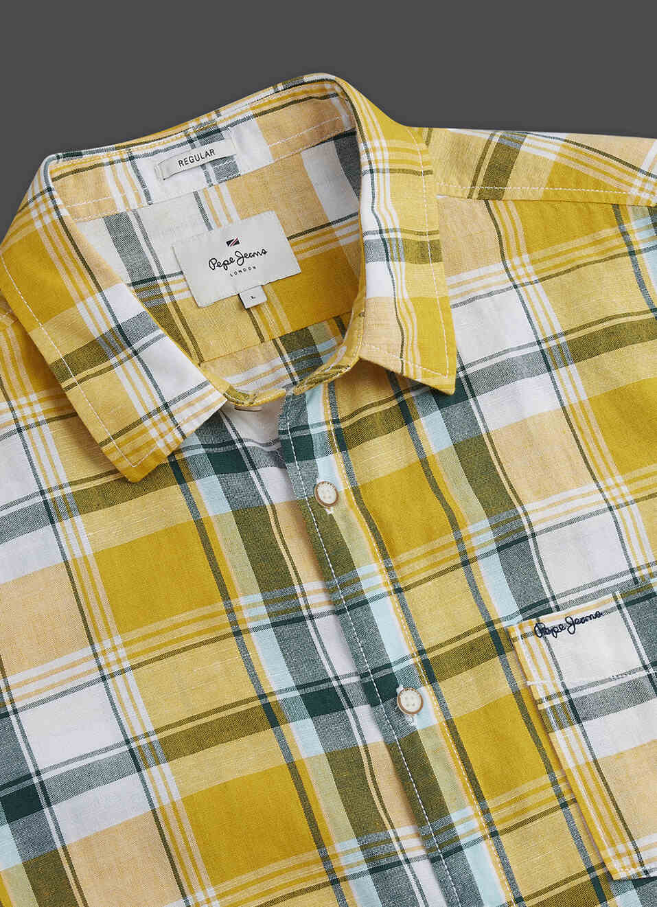 Men Yellow Checked Regular Fit Cotton Linen Shirt, , large image number 3