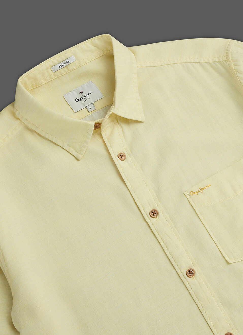 Men Light Yellow Solid Regular Fit Full Sleeve Casual Shirt, , large image number 3