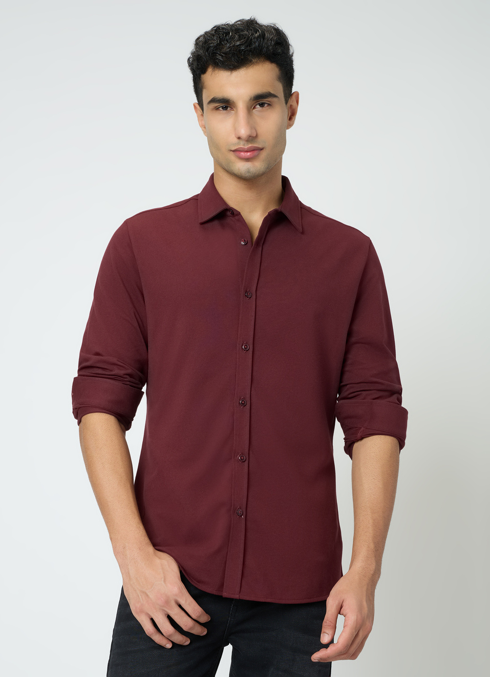 Men Red Solid Shirt, , large image number 1