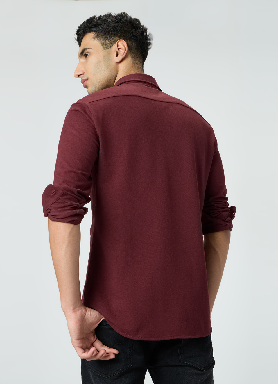 Men Red Solid Shirt, , large image number 2