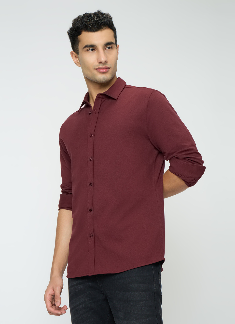 Men Red Solid Shirt, , large image number 3