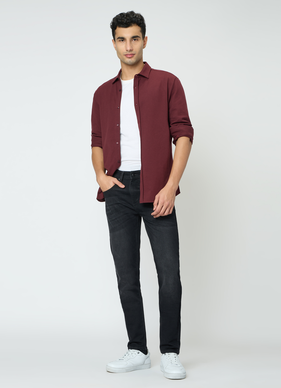 Men Red Solid Shirt, , large image number 5