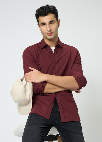 Men Red Solid Shirt