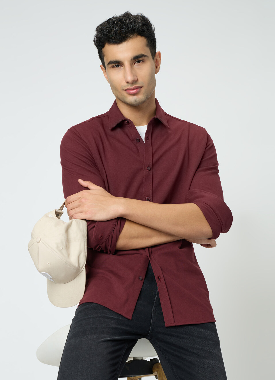 Men Red Solid Shirt, , large image number 0