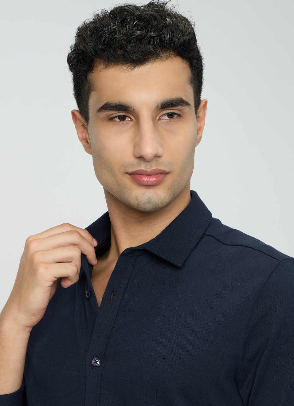 Men Navy Solid Shirt, , large image number 4